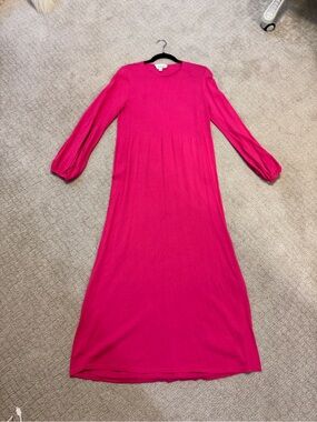 Pomander Place Lennox Stretch Knit Long Sleeve Maxi Dress - Hot Pink